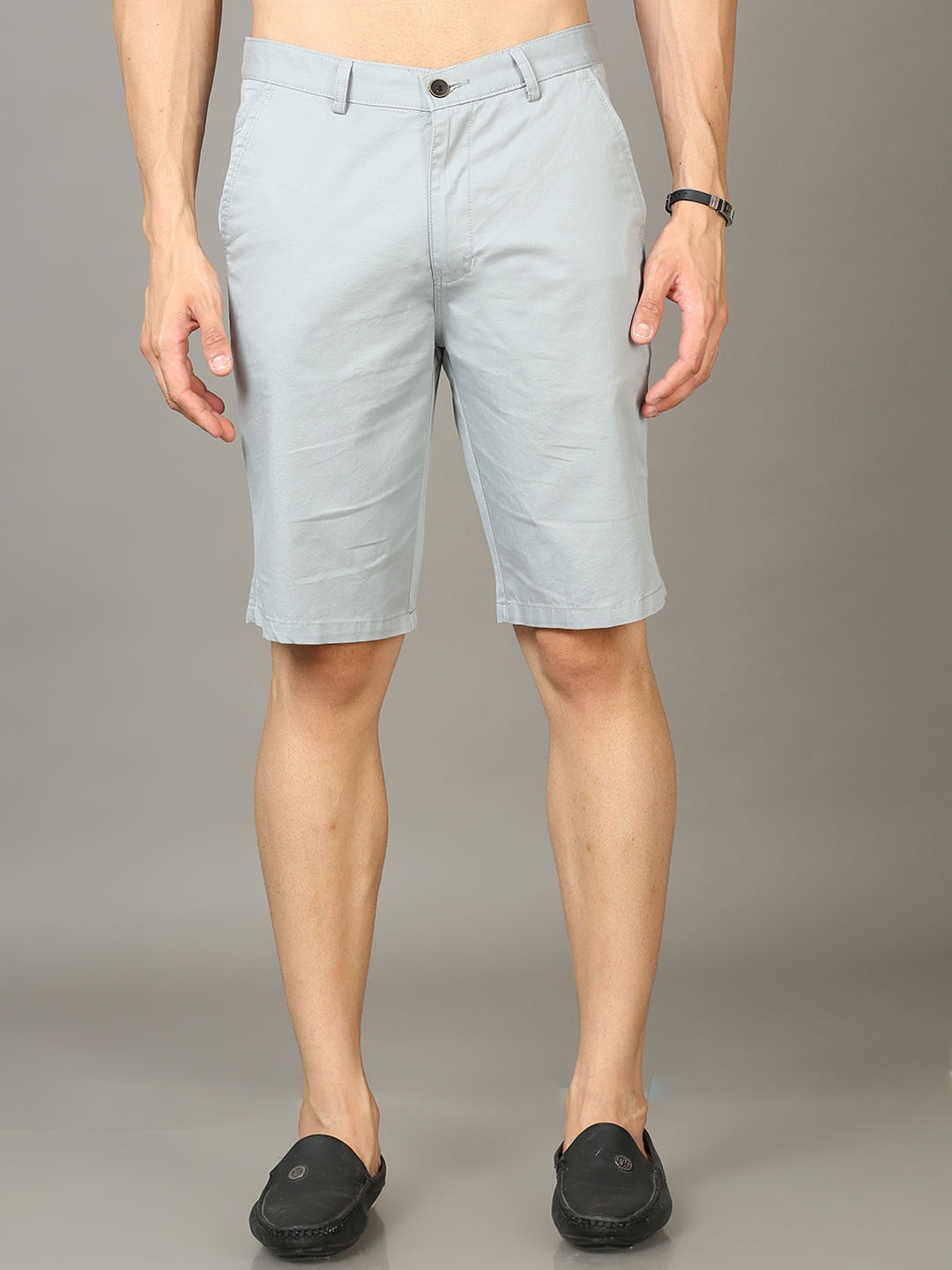 

Bushirt Men Mid-Rise Pure Cotton Chino Shorts, Blue