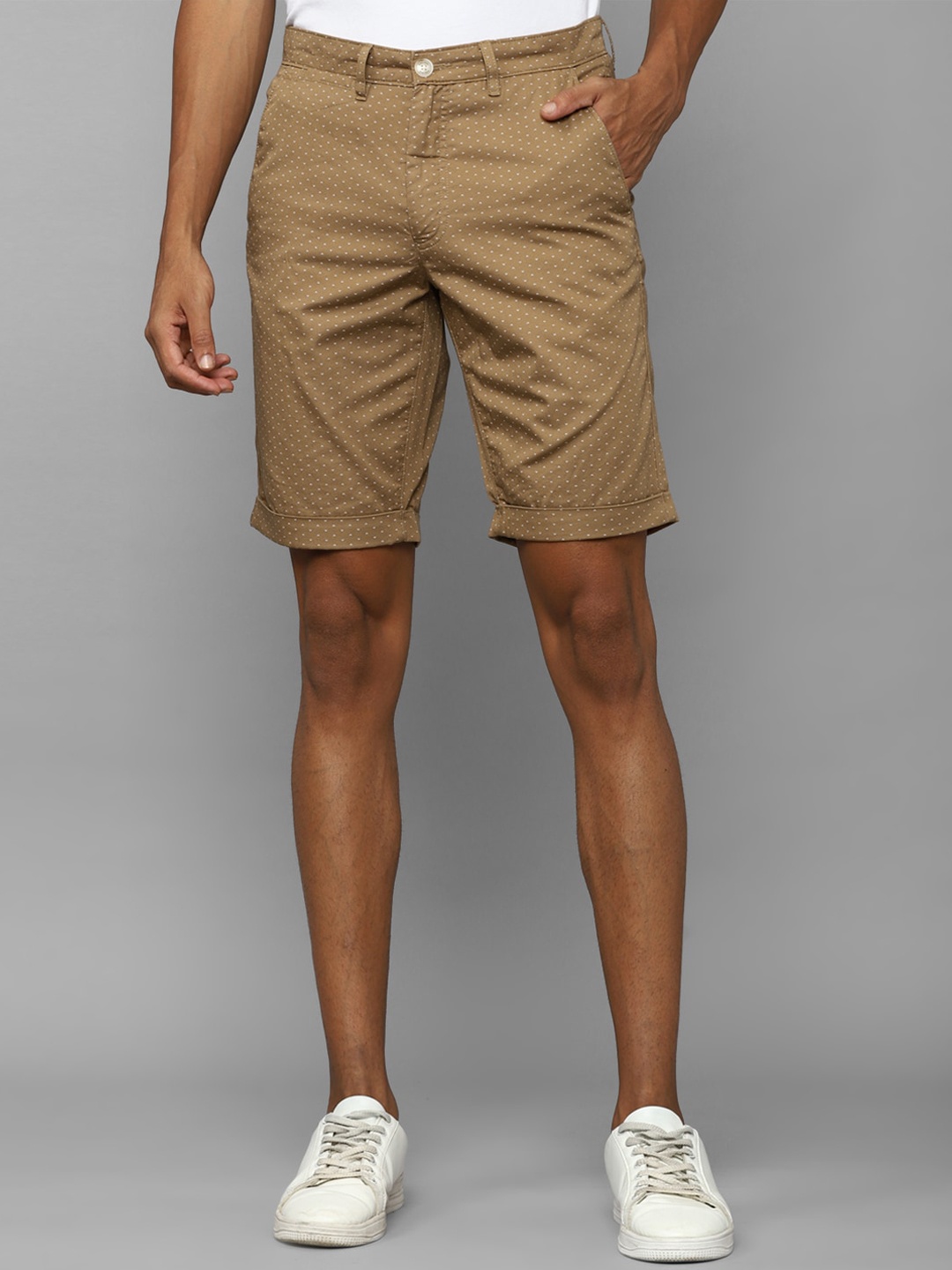 

Allen Solly Men Slim Fit Mid-Rise Pure Cotton Shorts, Khaki