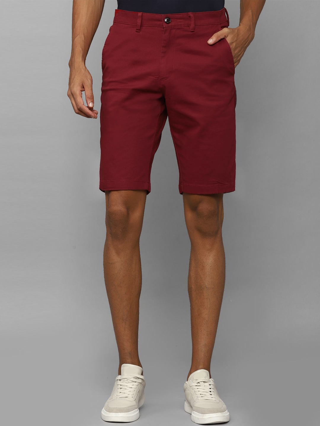 

Allen Solly Men Slim Fit Mid-Rise Pure Cotton Shorts, Maroon