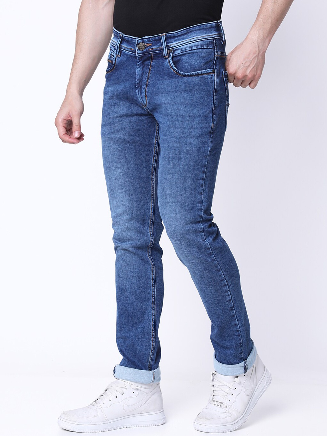 

Oxemberg Men Lean Slim Fit Light Fade Jeans, Navy blue
