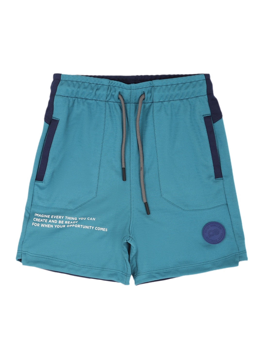 

Peter England Boys Colourblocked Mid Rise Shorts, Blue