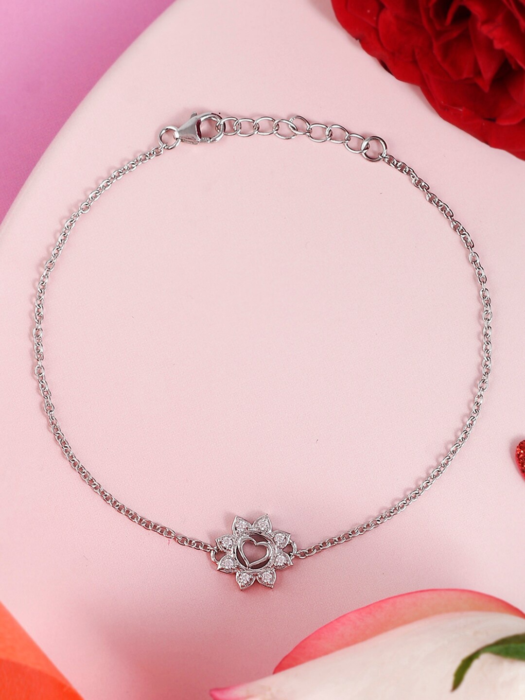 

Voylla Women Sterling Silver Rhodium-Plated Charm Bracelet