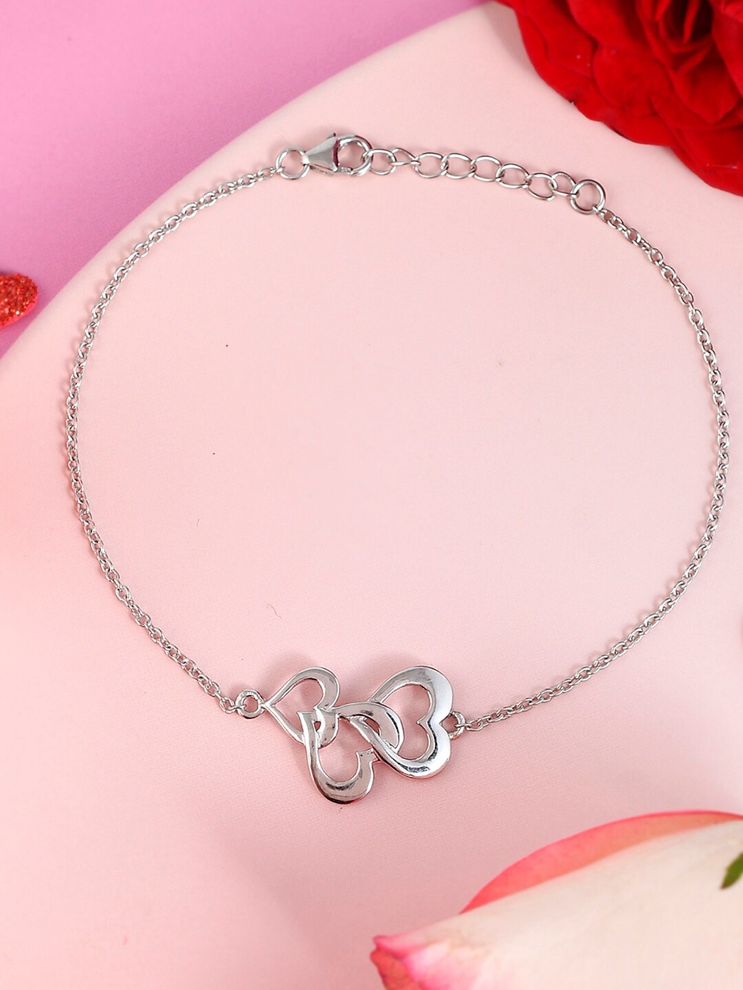 

Voylla Women Rhodium-Plated Charm Bracelet, Silver