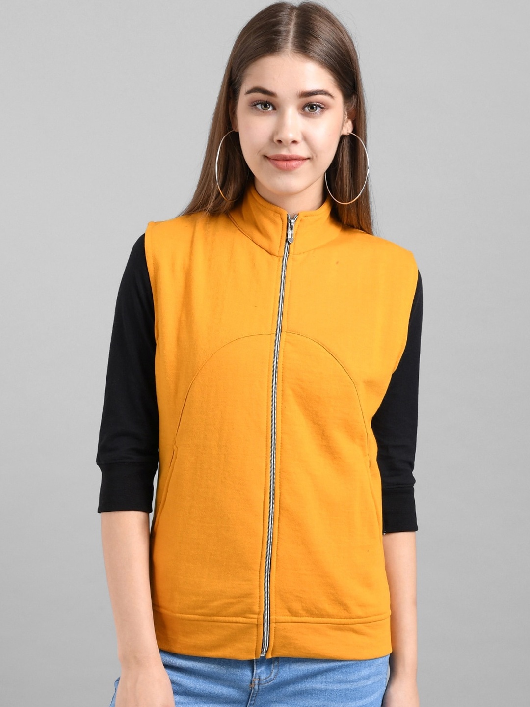 

BAESD Women Sleeveless Fleece Bomber Jacket, Yellow