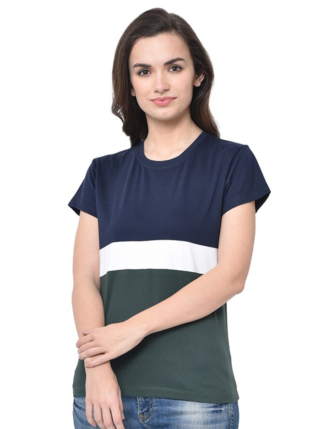 

GLITO Colourblocked Relaxed Fit Cotton T-shirt, Blue