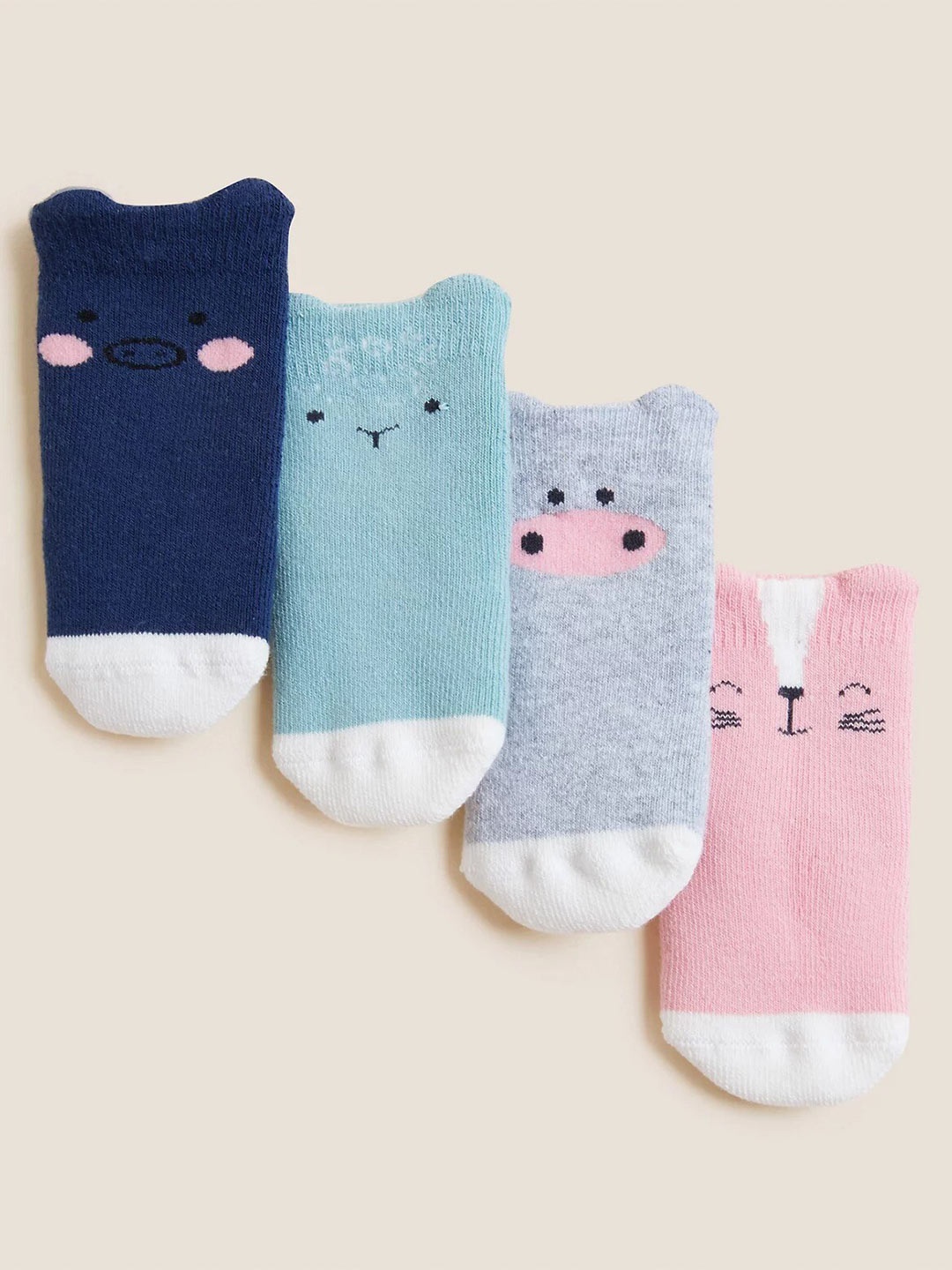 

Marks & Spencer Infant Pack Of 4 Patterned Ankle Length Socks, Navy blue