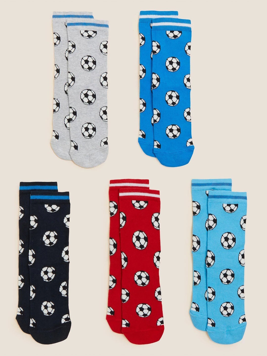 

Marks & Spencer Kids Pack Of 5 Patterned Ankle Length Socks, Grey