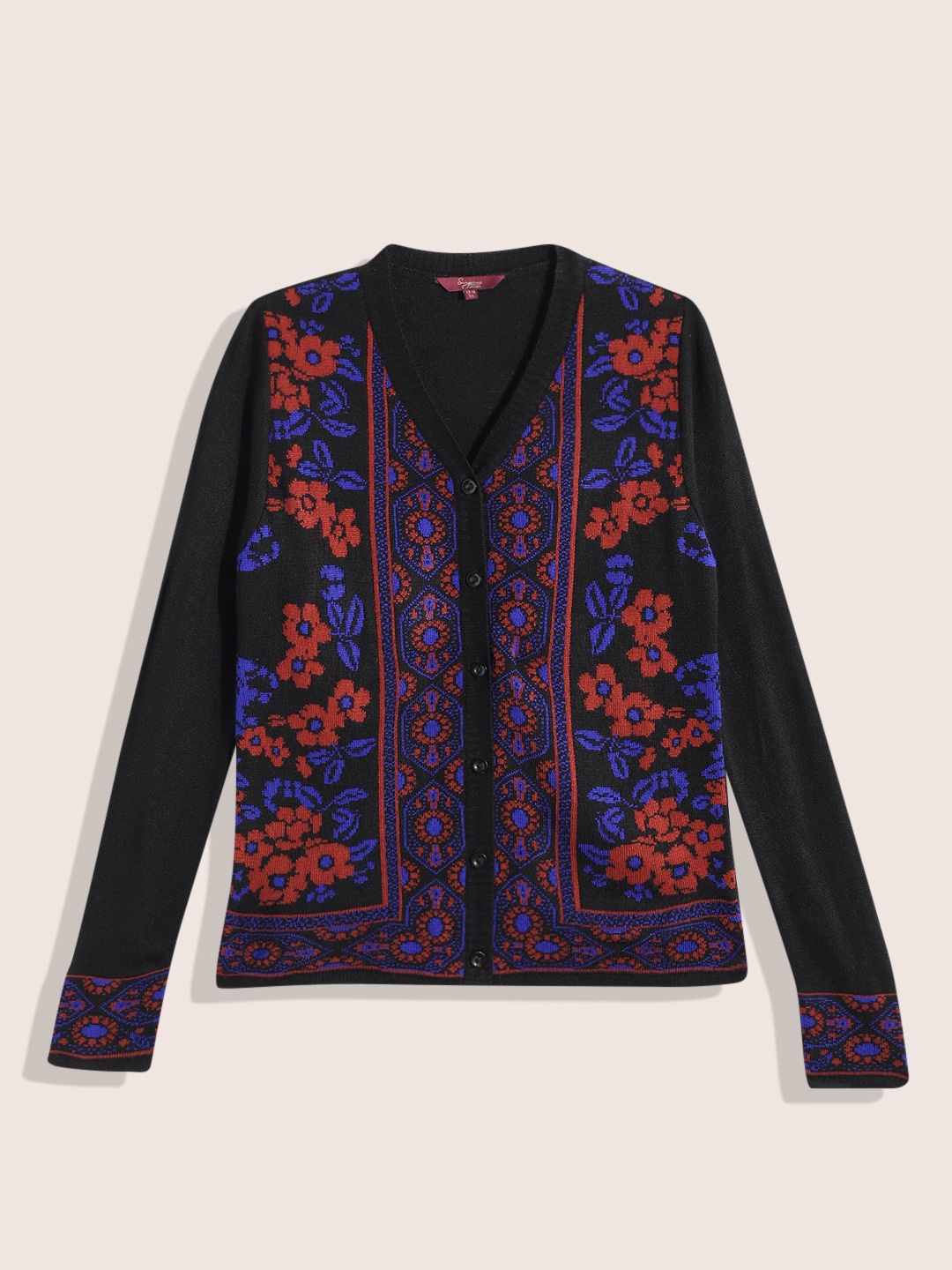 

Sangria Teen Girls Floral Design Cardigan, Black