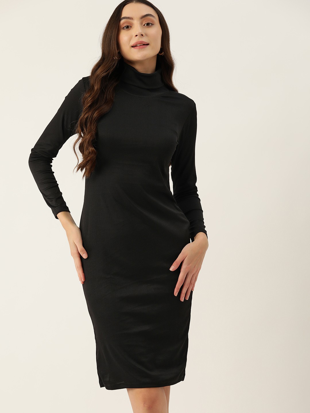 

DressBerry Turtle Neck Sheath Dress, Black