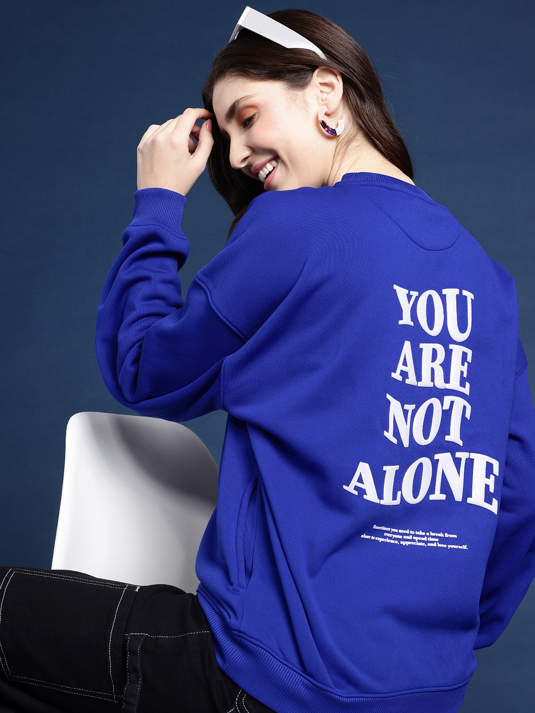 

Mast & Harbour Typography Printed Pullover Sweatshirt, Blue