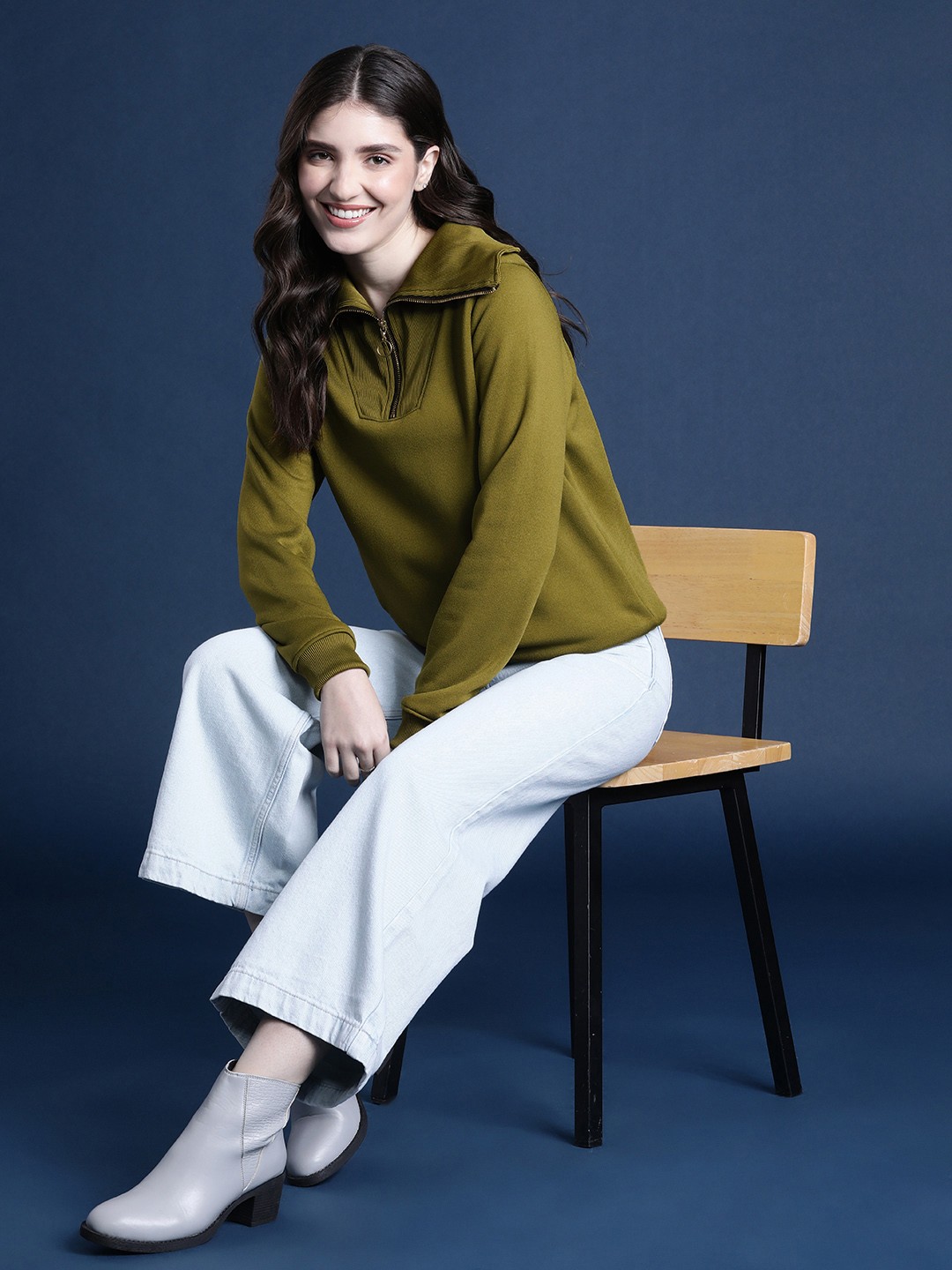 

Mast & Harbour Mock Collar Sweatshirt, Olive