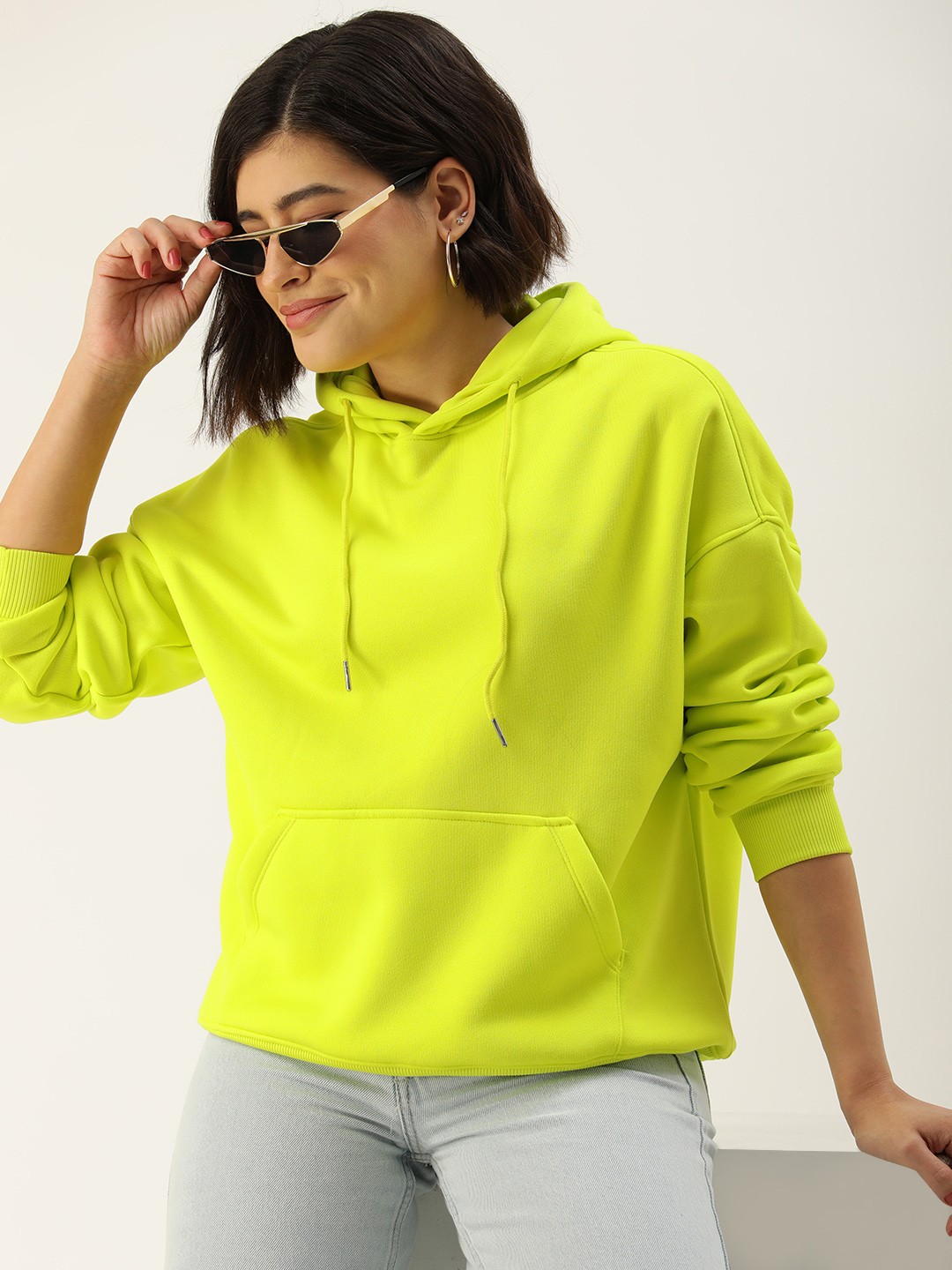 

Mast & Harbour Solid Hooded Pullover Sweatshirt, Lime green