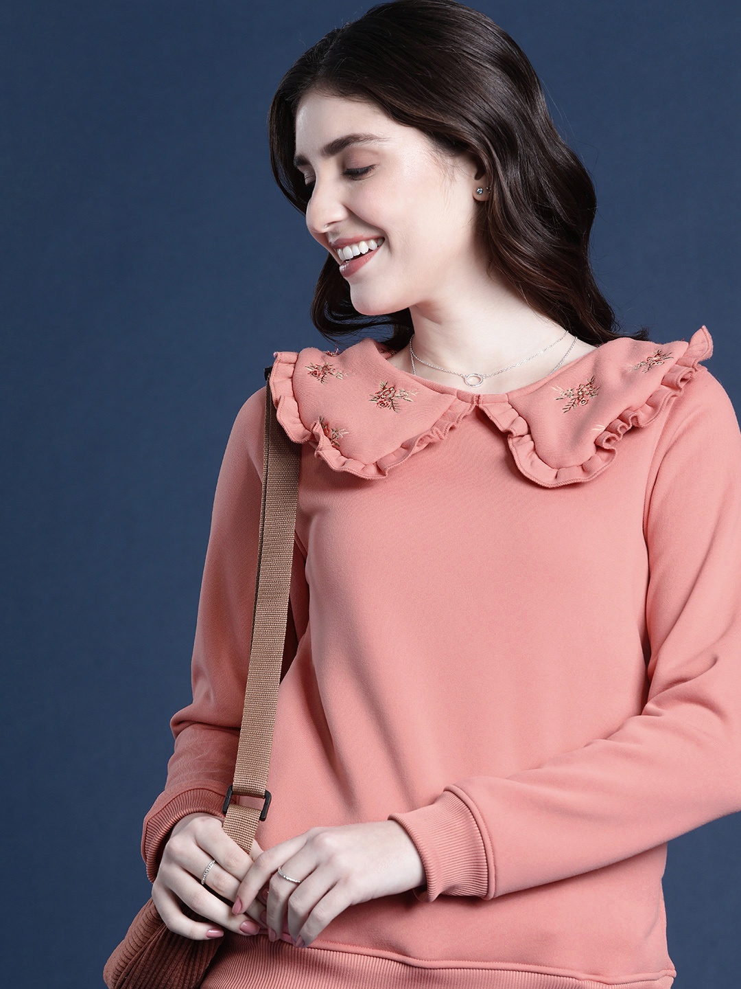

Mast & Harbour Peter-Pan Collar Sweatshirt, Pink