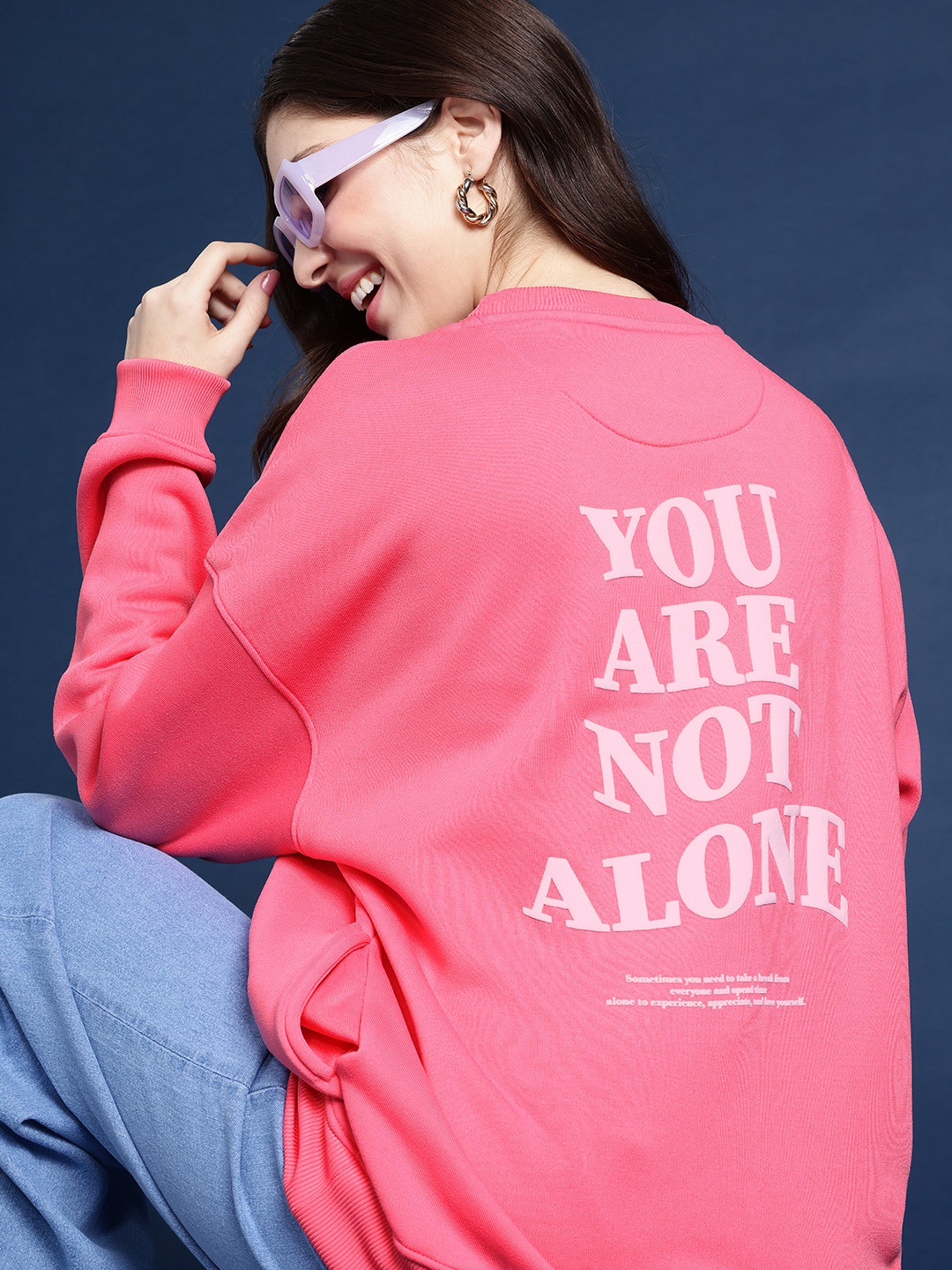 

Mast & Harbour Typography Printed Pullover Sweatshirt, Pink