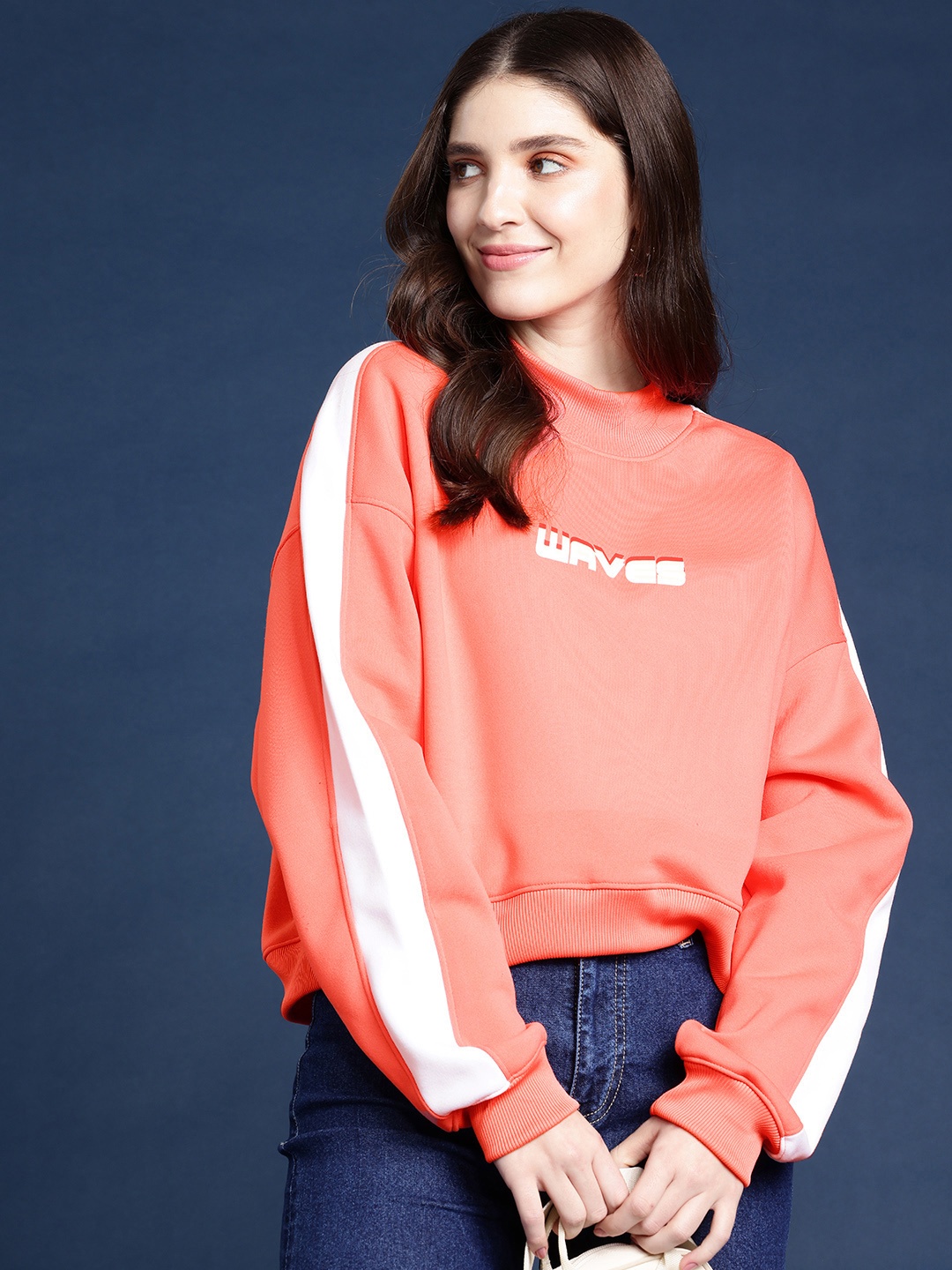 

Mast & Harbour Typography Printed Pullover Sweatshirt, Coral