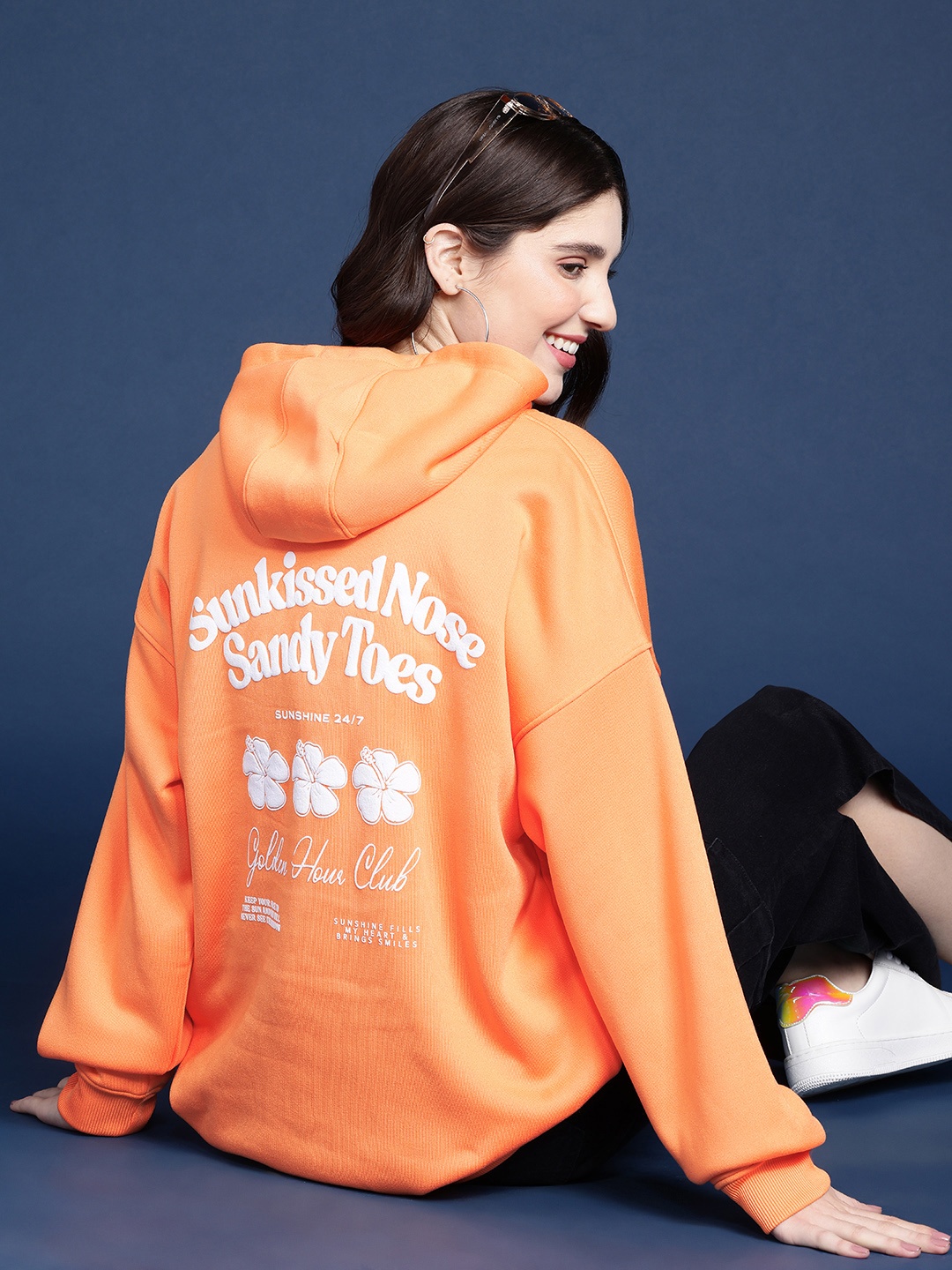 

Mast & Harbour Printed Hooded Sweatshirt, Orange