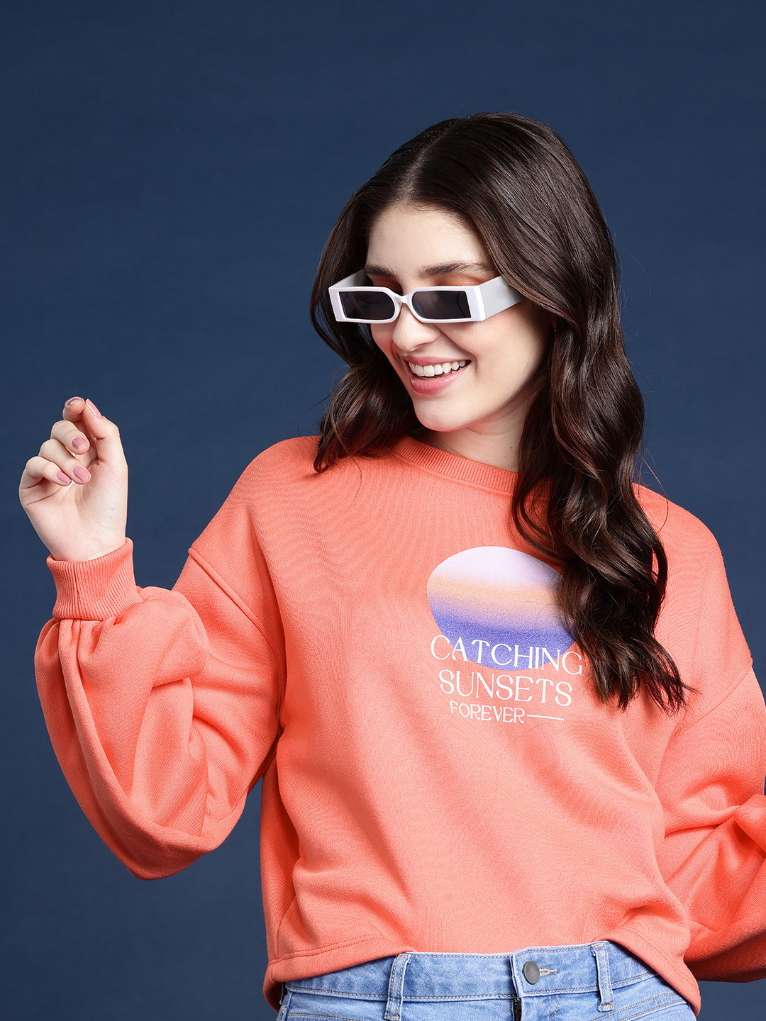 

Mast & Harbour Typography Printed Pullover Sweatshirt, Coral