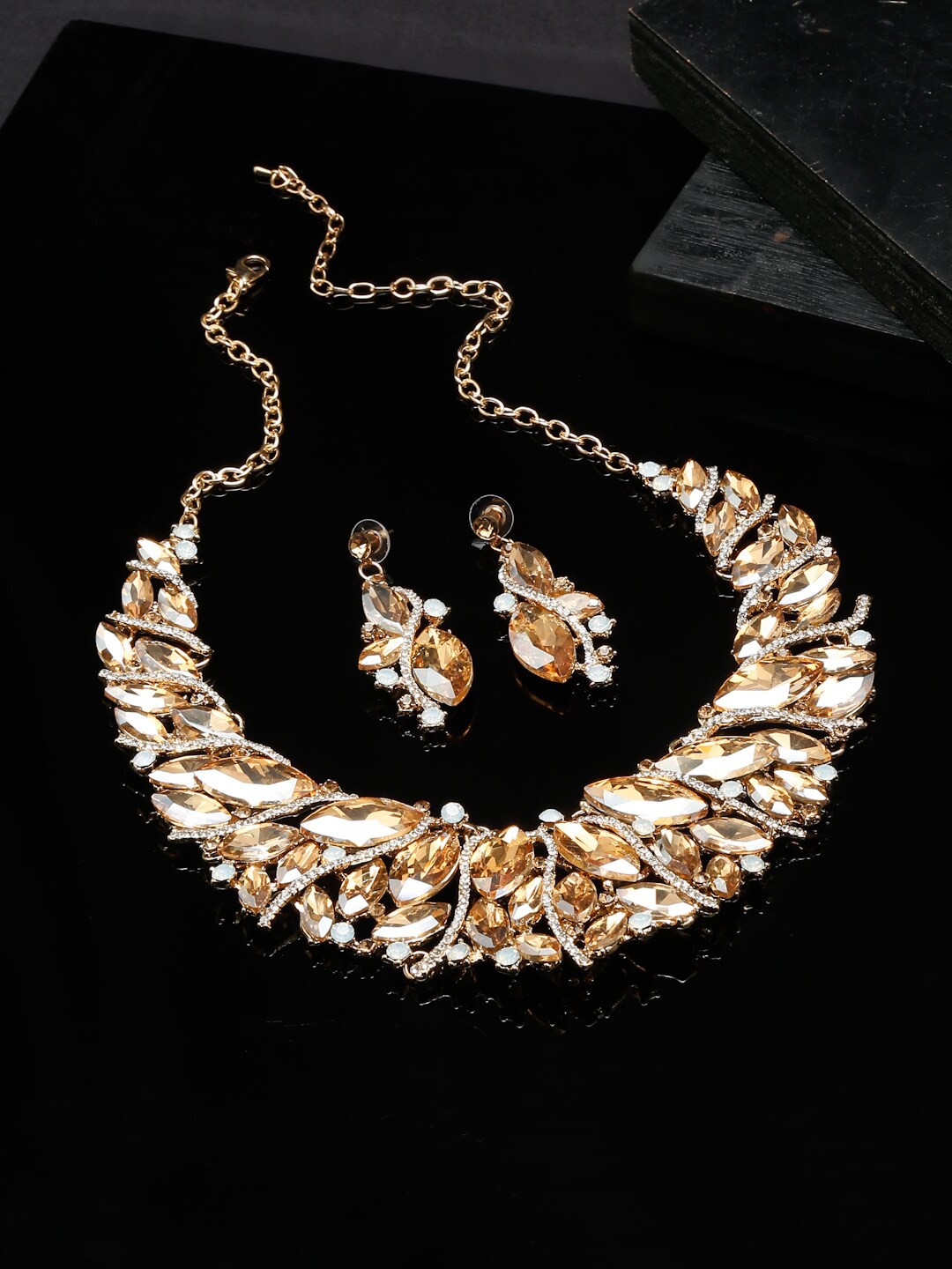 

YouBella Gold-Plated Crystals Studded Necklace & Earrings