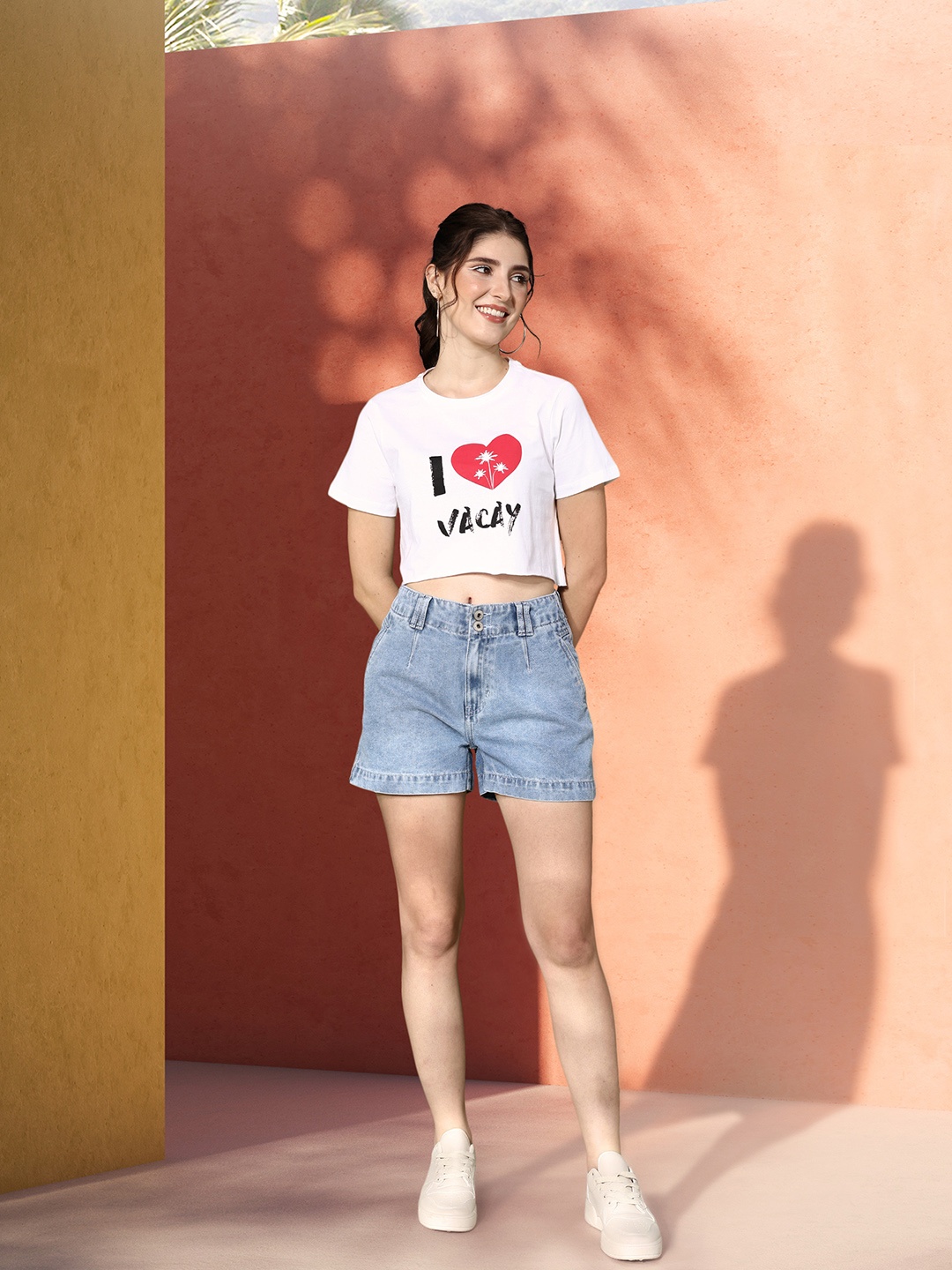 

Mast & Harbour Typography Print Pure Cotton Crop T-shirt, White