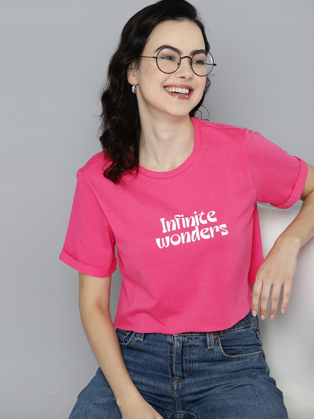 

Mast & Harbour Typography Print Pure Cotton T-shirt, Pink