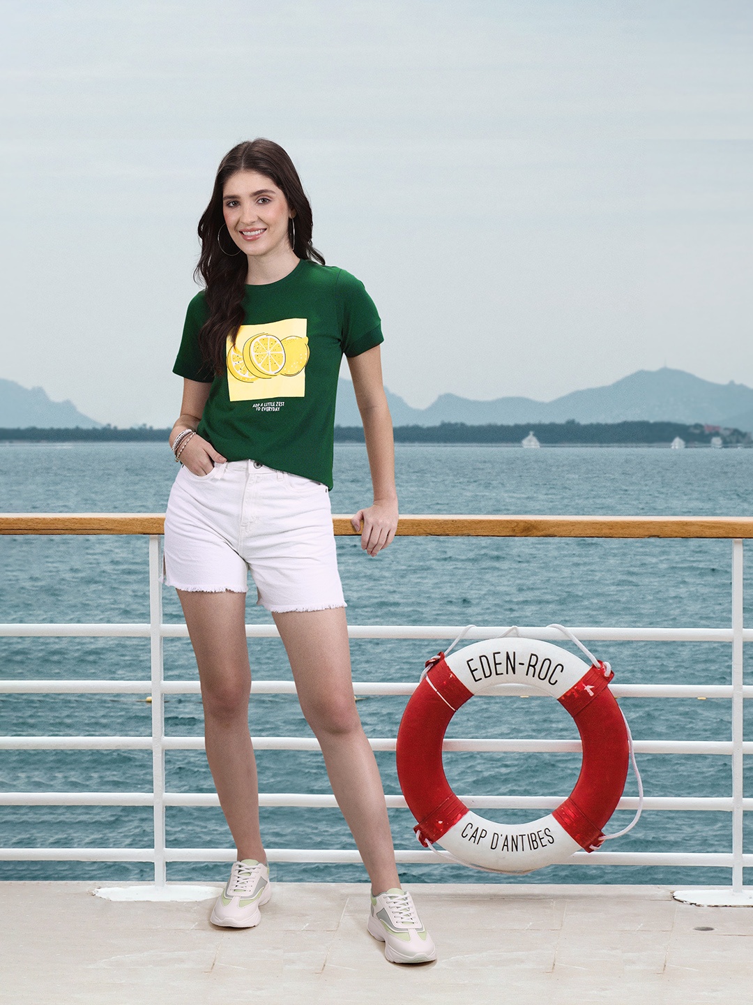 

Mast & Harbour Graphic Printed Pure Cotton T-shirt, Green