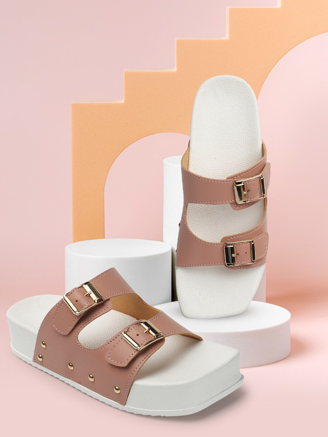

Denill Buckled Flatform Heels, Peach
