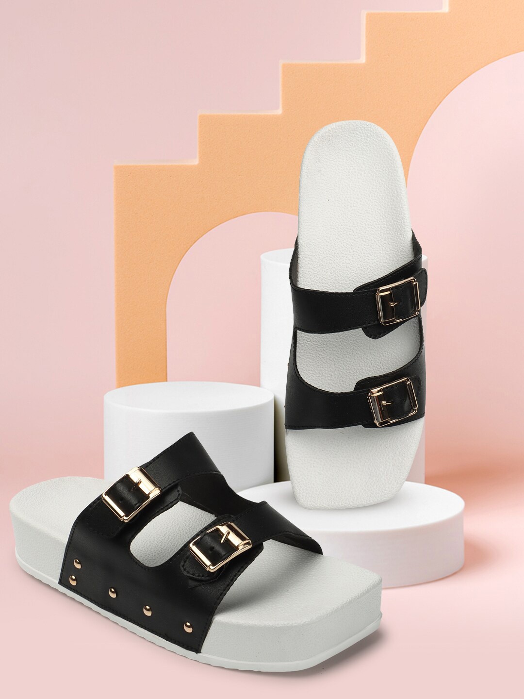 

Denill Buckled Flatform Heels, Black