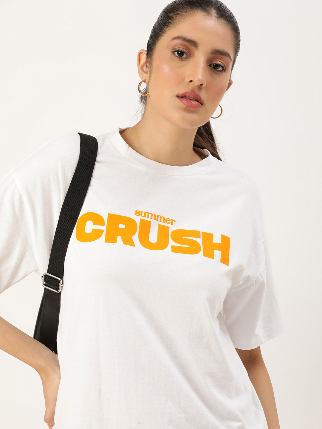 

Kook N Keech Pure Cotton Typography Printed Drop-Shoulder Sleeves Oversize Casual T-shirt, White