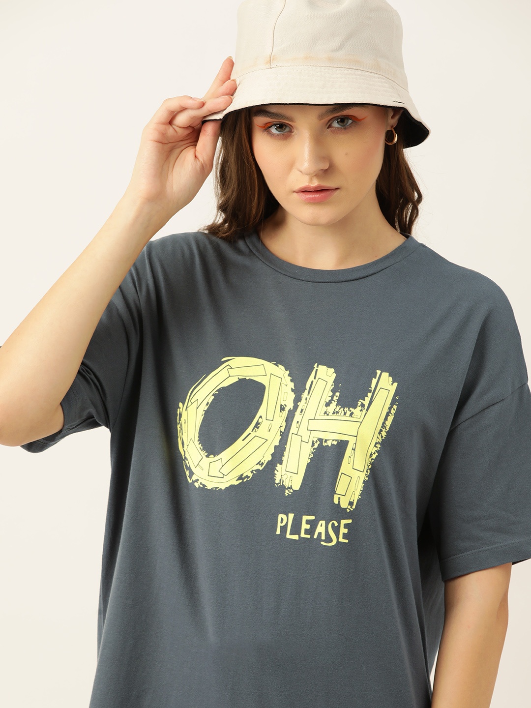 

Kook N Keech Printed Drop-Shoulder Pure Cotton T-shirt, Charcoal