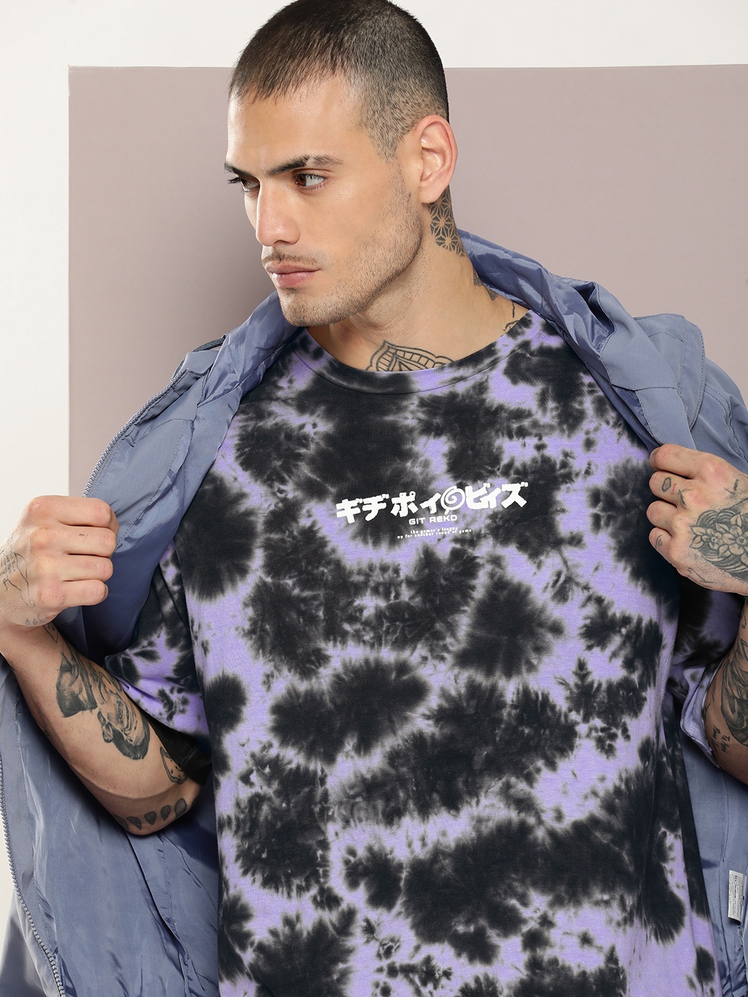 

Kook N Keech Men Tie and Dye Pure Cotton T-shirt, Lavender