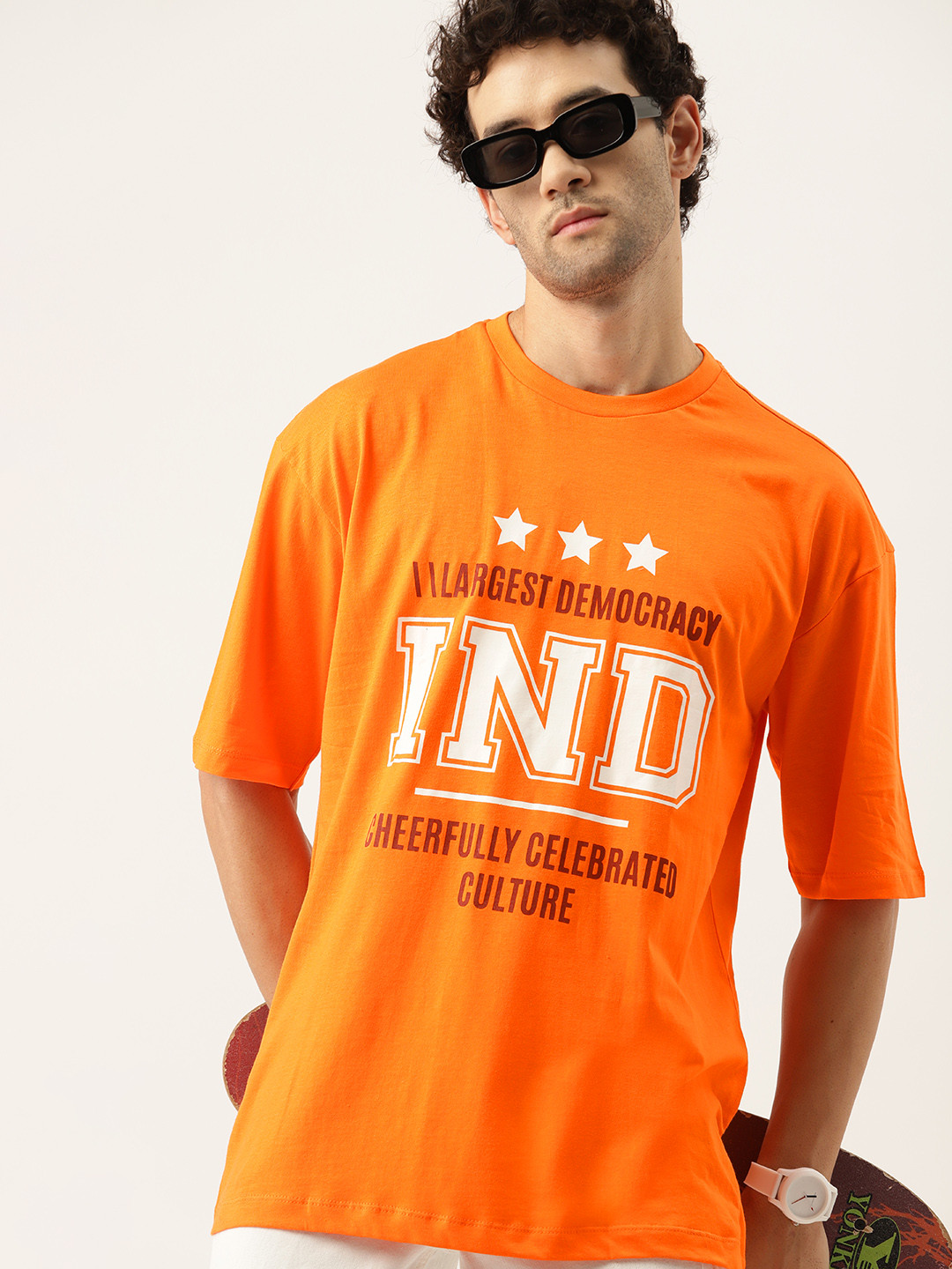 

Kook N Keech Typography Printed Pure Cotton Oversized T-shirt, Orange