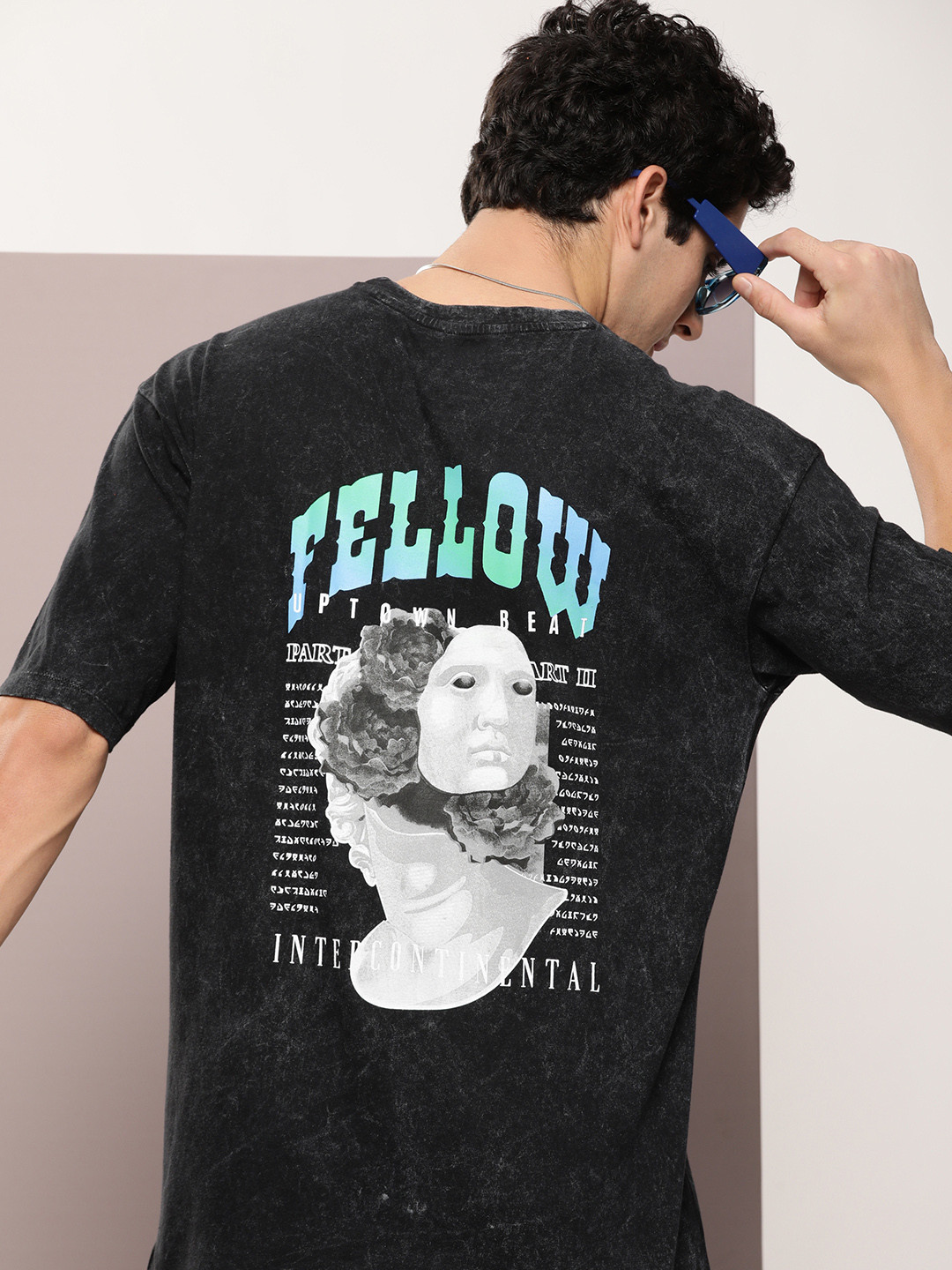 

Kook N Keech Graphic Printed Drop-Shoulder Sleeves Pure Cotton Oversized T-shirt, Black