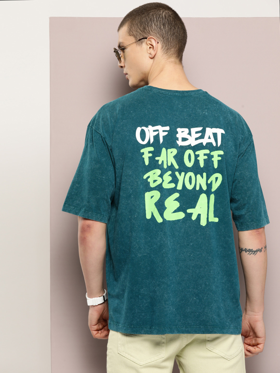 

Kook N Keech Typography Printed Pure Cotton Oversized T-shirt, Teal