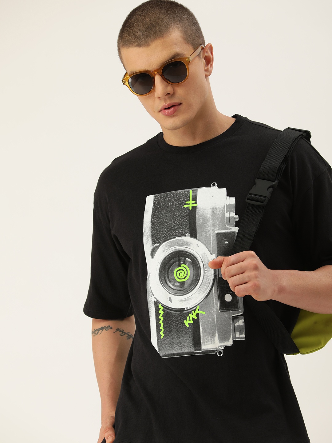 Kook N Keech Graphic Printed Drop-Shoulder Sleeves Pure Cotton Oversized T-shirt