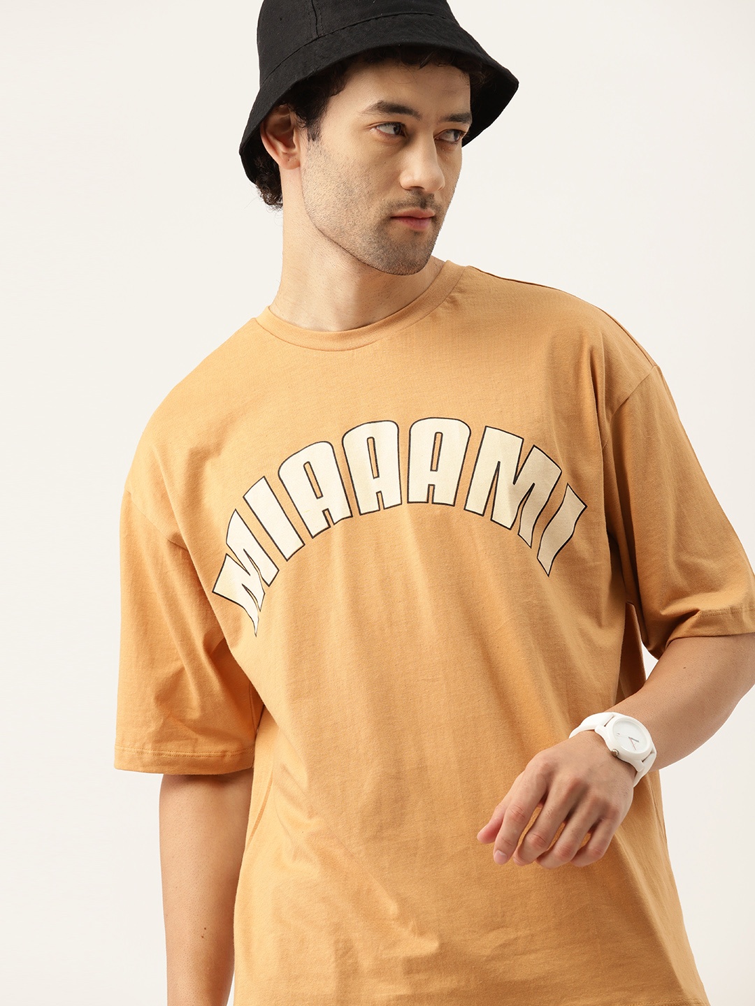 

Kook N Keech Typography Printed Pure Cotton Oversized T-shirt, Khaki