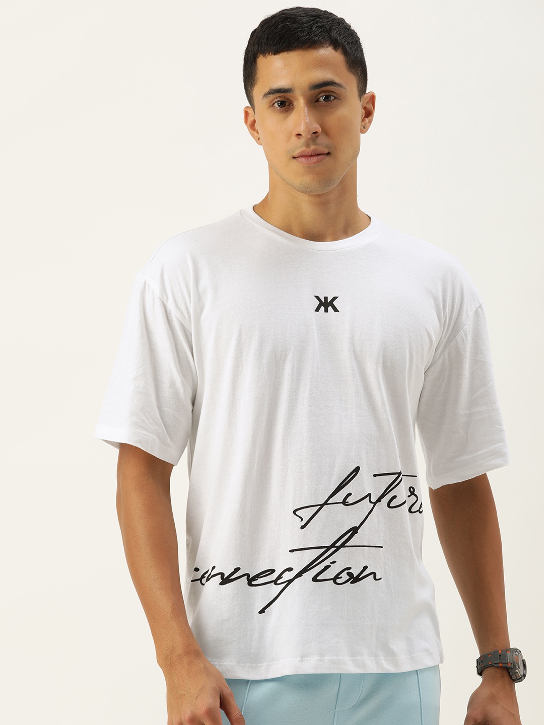 

Kook N Keech Typography Printed Drop-Shoulder Sleeves Pure Cotton Oversize T-shirt, White