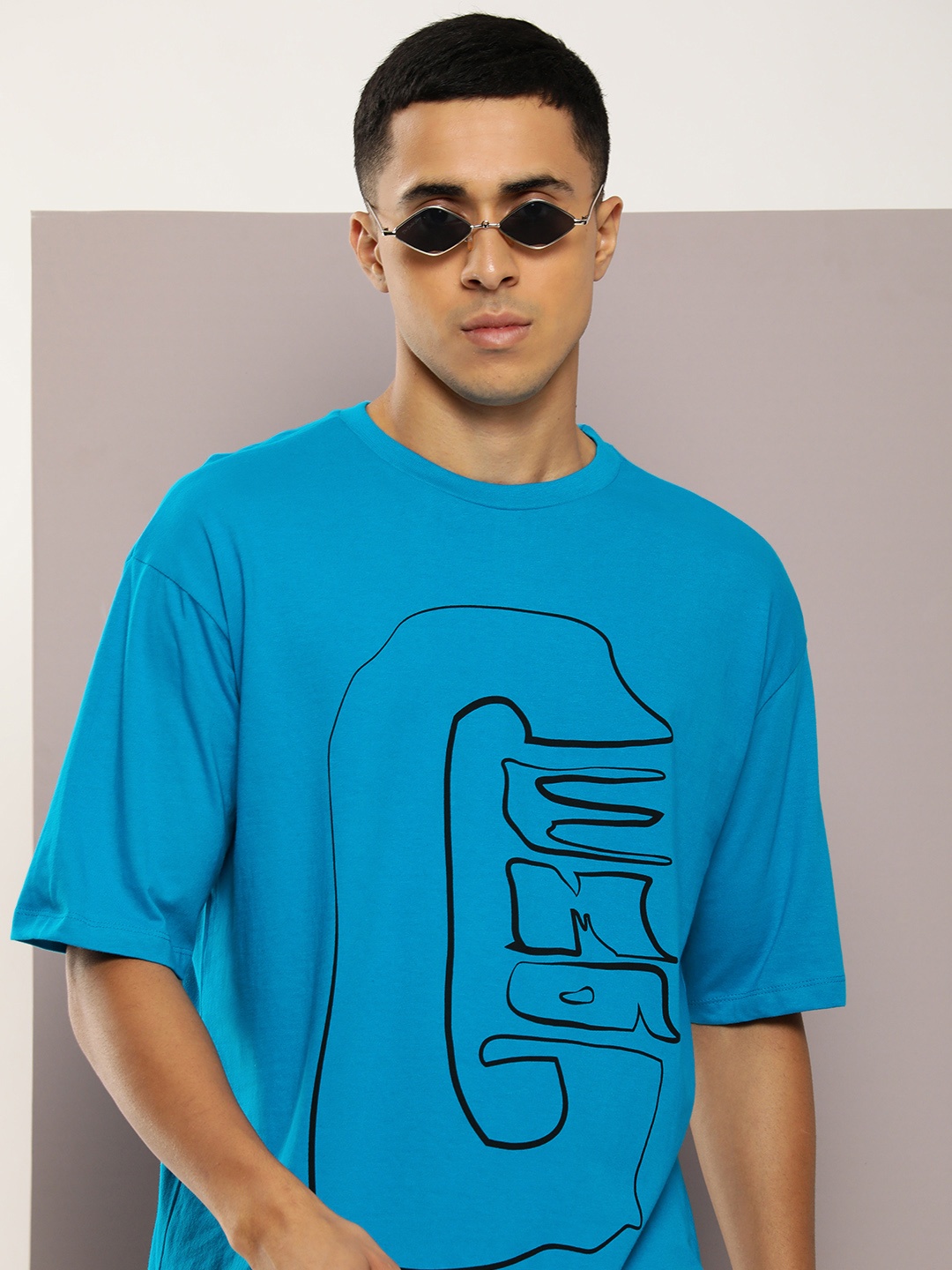 

Kook N Keech Printed Drop-Shoulder Sleeves Pure Cotton T-shirt, Blue