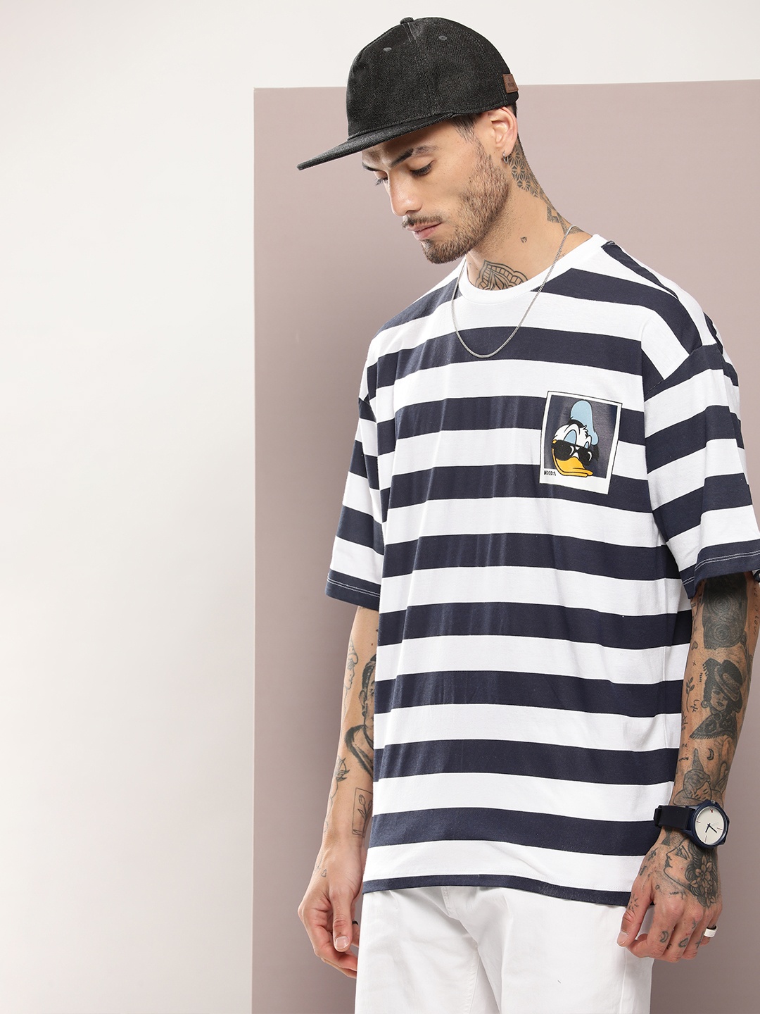 

Kook N Keech Striped Pure Cotton Oversized T-shirt, White