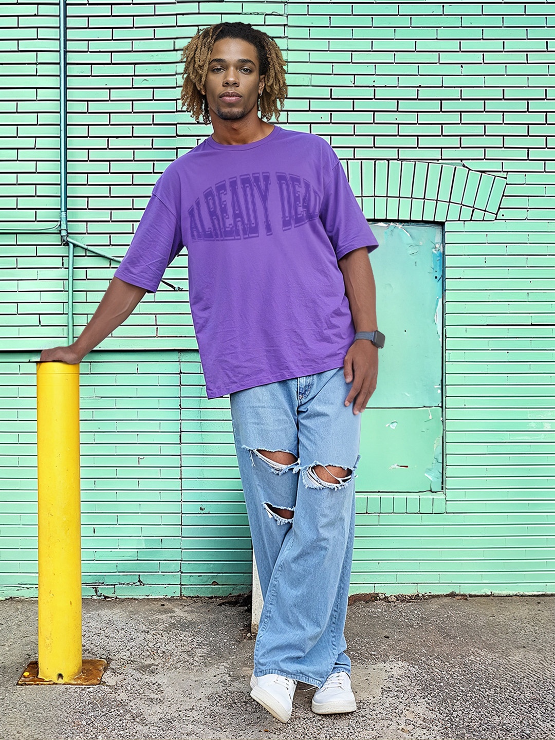 

Kook N Keech Typography Printed Drop-Shoulder Sleeves Pure Cotton T-shirt, Purple