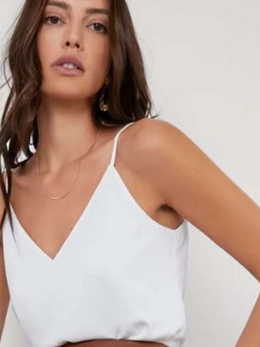 

Styched Shoulder Strap Regular Top, White