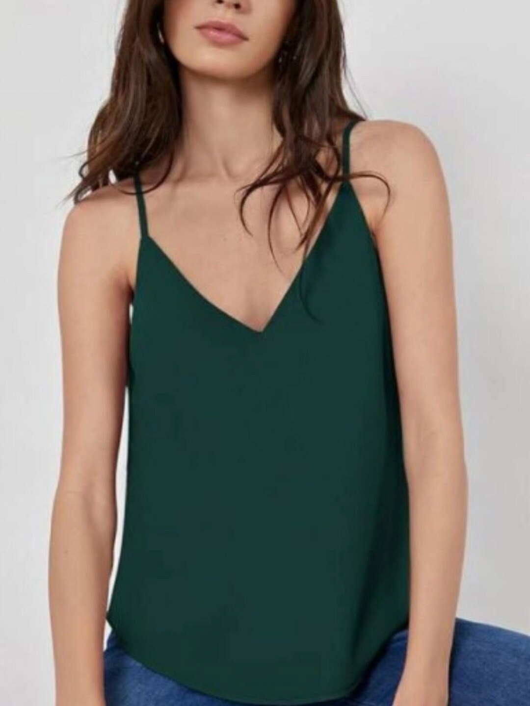 

Styched Shoulder Strap Top, Green