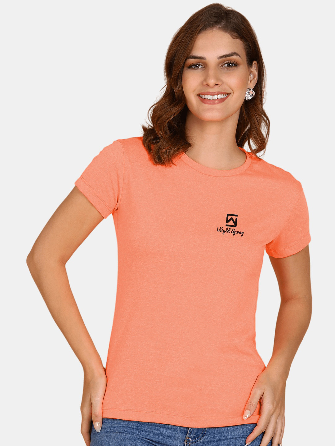 

Wyld Sprog Brand Logo Pure Cotton Regular Fit T-shirt, Orange