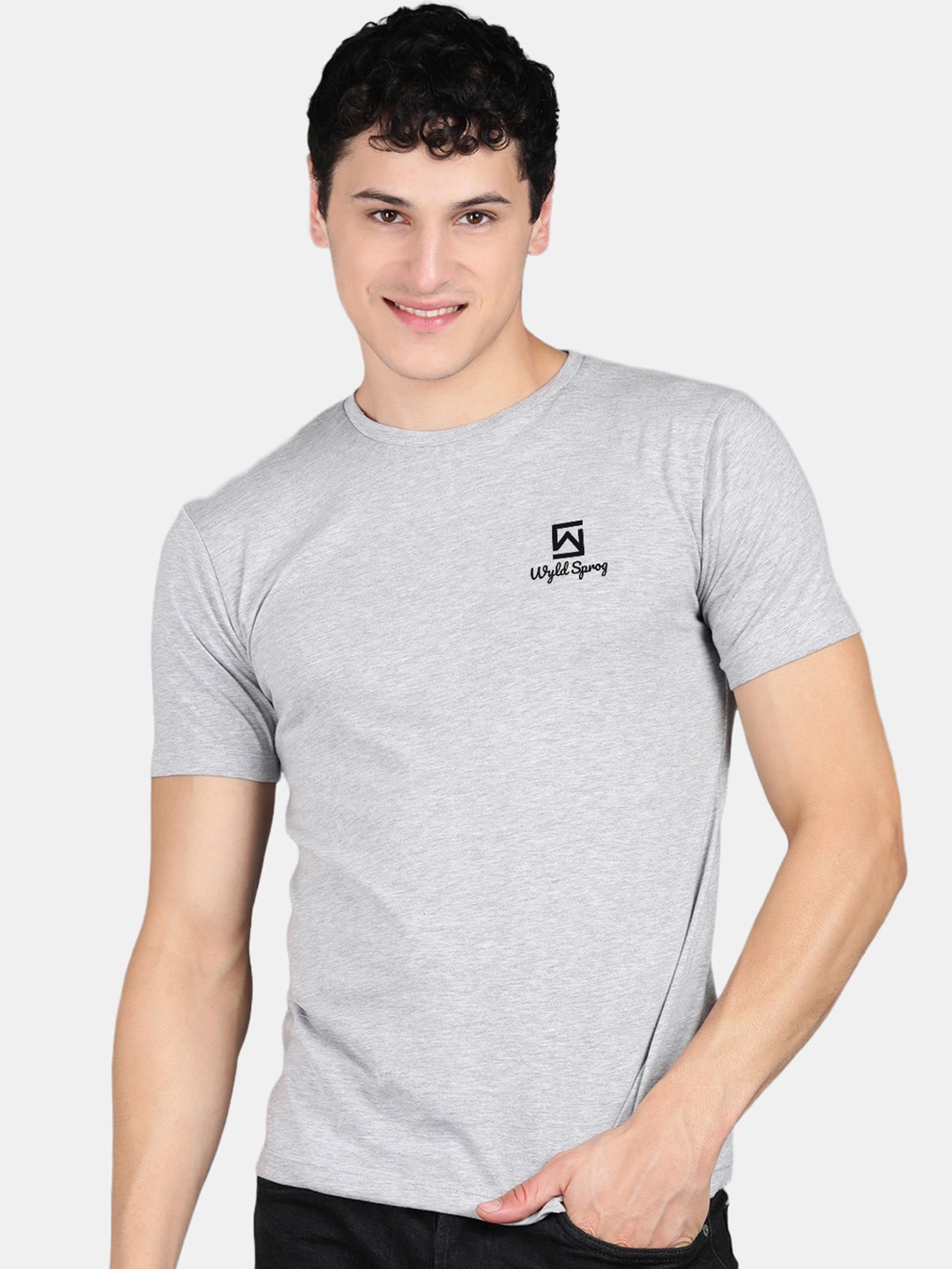 

Wyld Sprog Pure Cotton Knitted T-shirt, Grey
