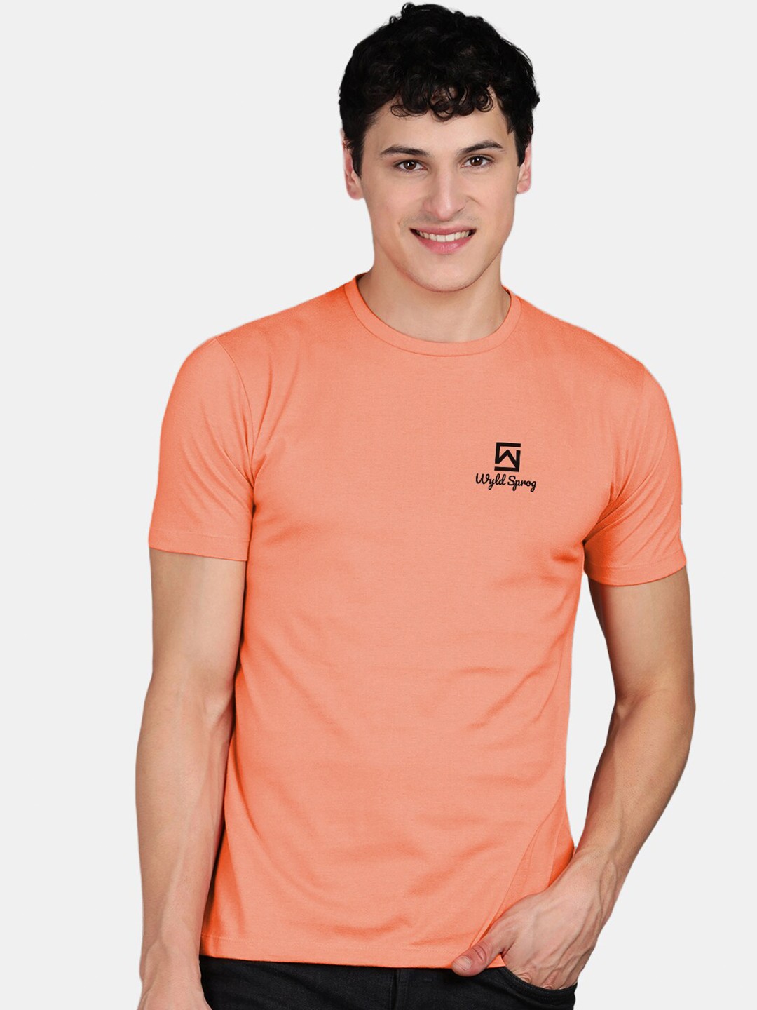 

Wyld Sprog Brand Logo Pure Cotton Regular Fit T-shirt, Orange