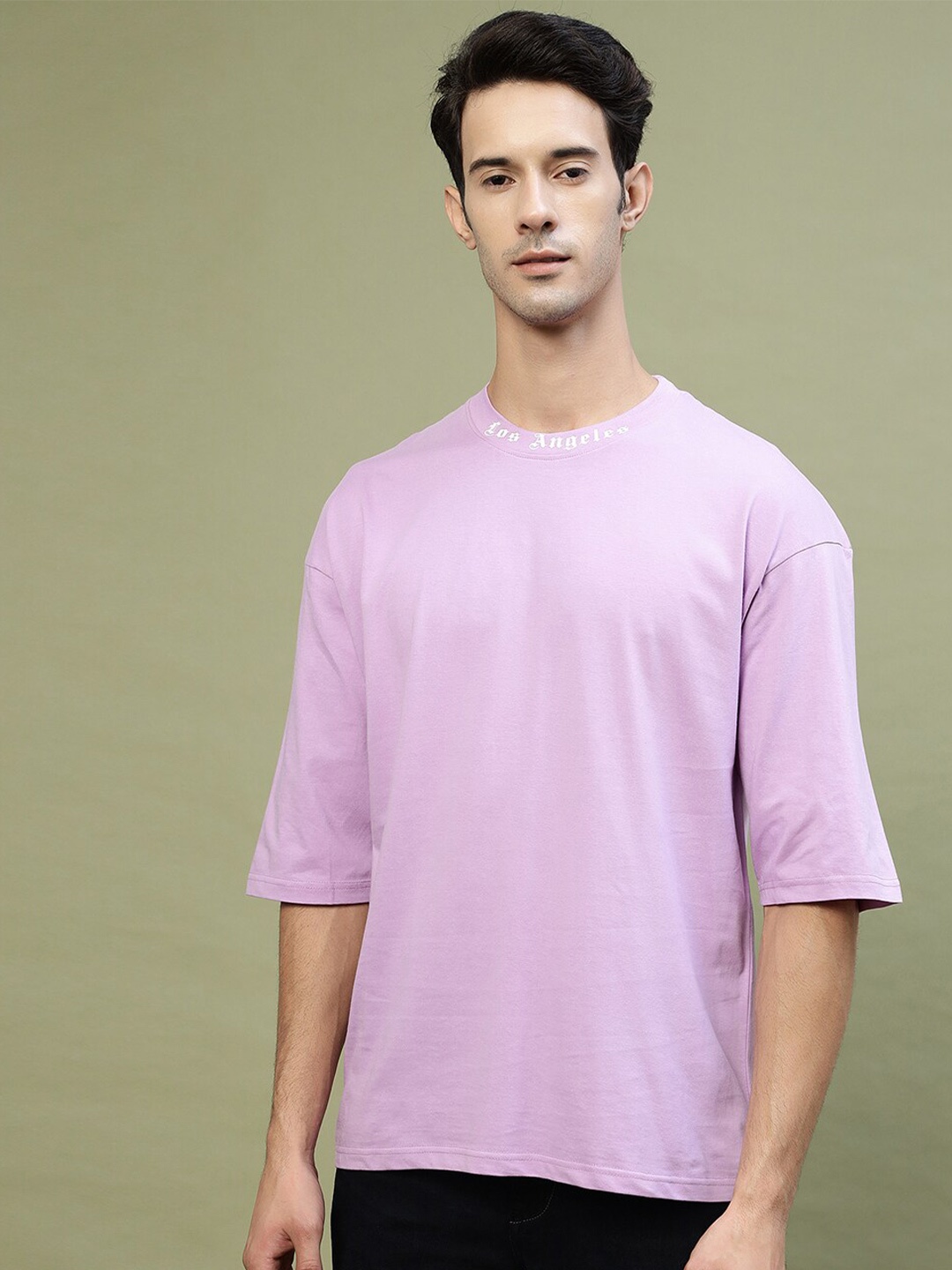 

Gavin Paris Round Neck Pure Cotton Oversized T-shirt, Lavender