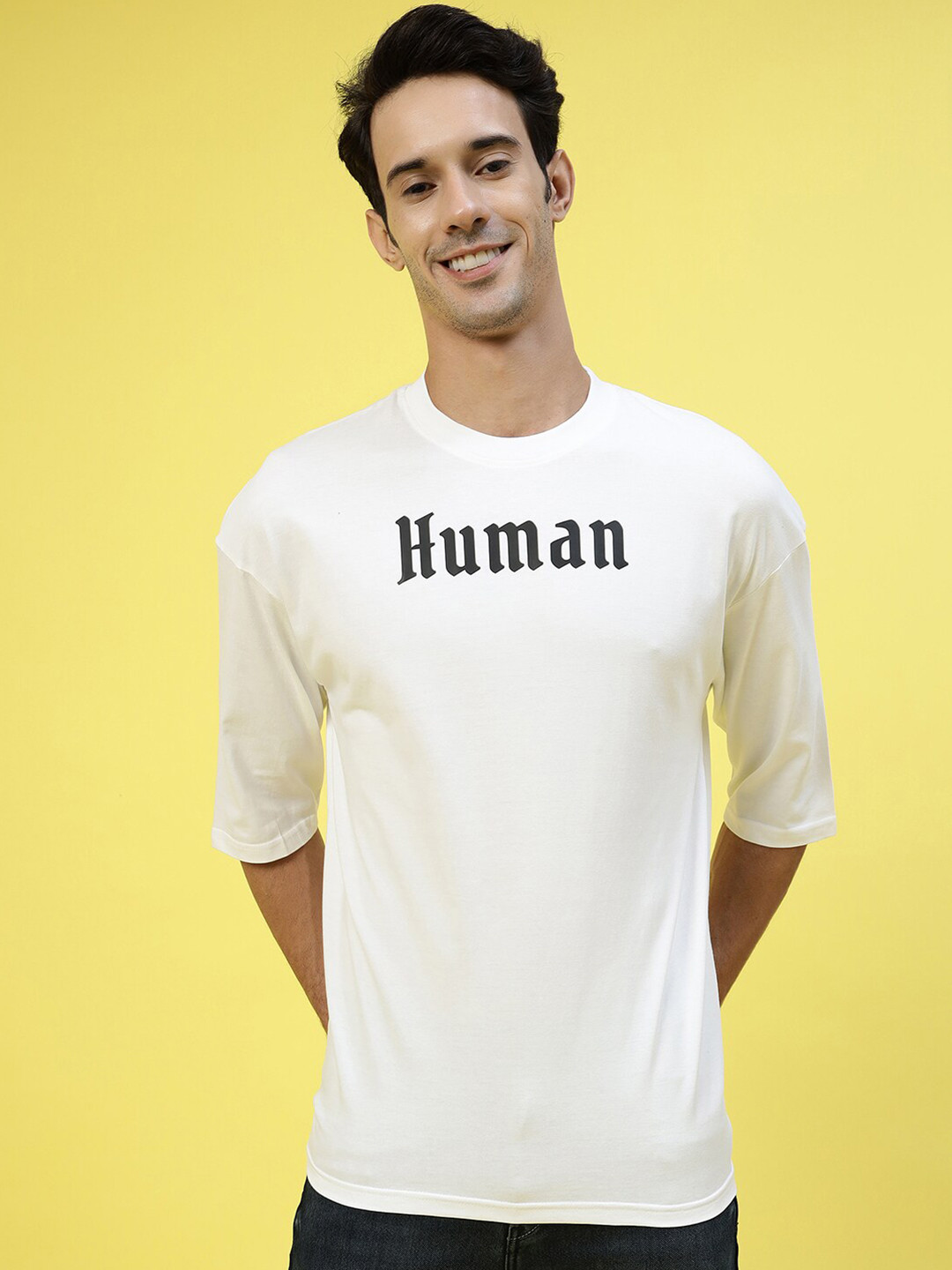 

Gavin Paris Typography Printed Drop-Shoulder Oversized Knitted Cotton T-Shirt, White