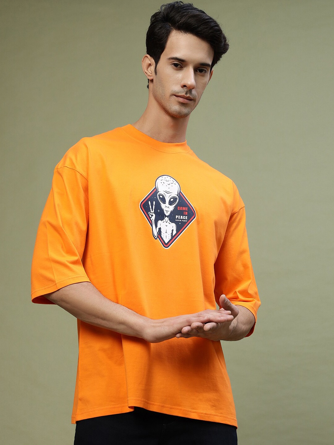

Gavin Paris Printed Pure Cotton Oversized T-shirt, Orange