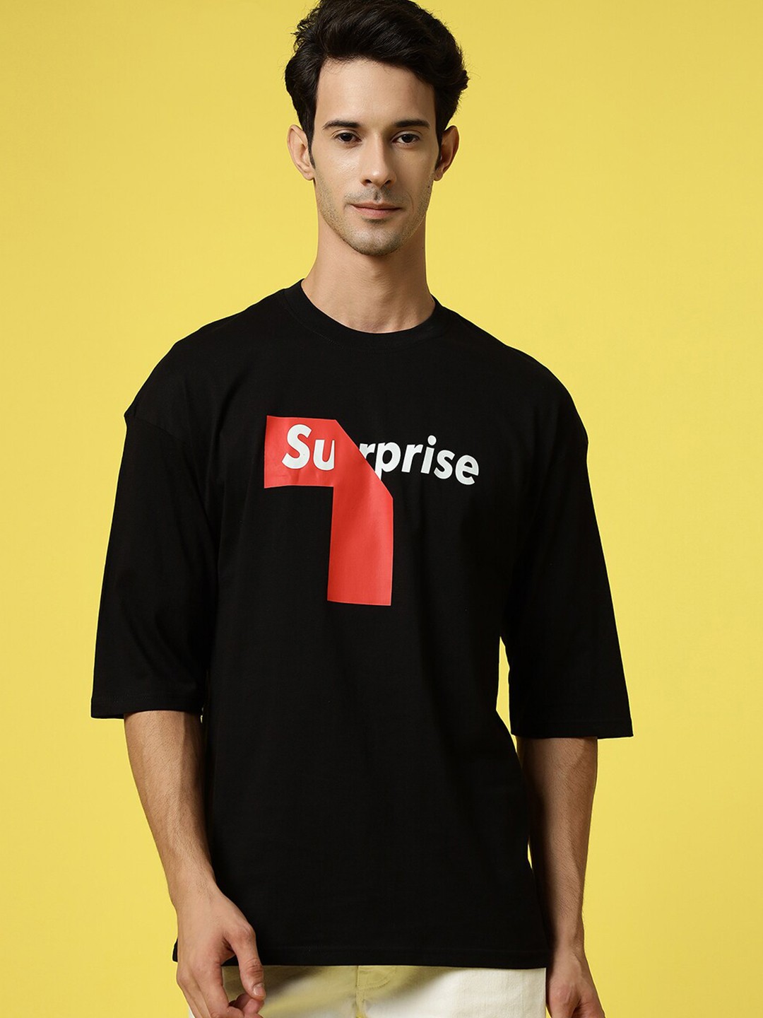 

Gavin Paris Typography Printed Drop-Shoulder Sleeves Oversized Knitted Cotton T-Shirt, Black