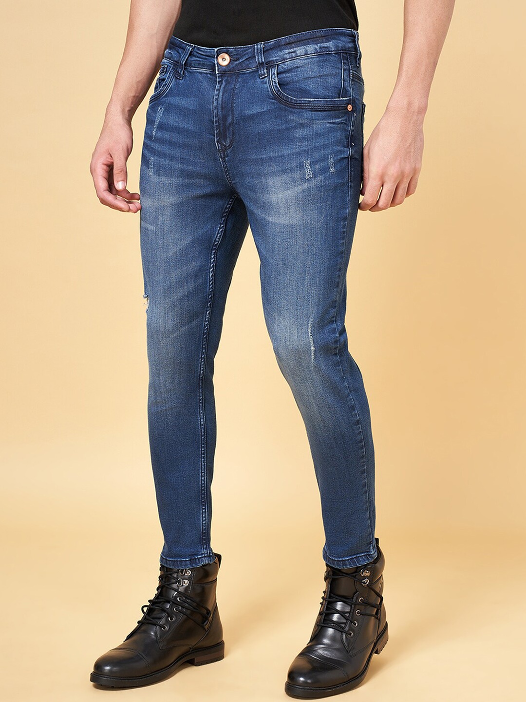 

SF JEANS by Pantaloons Men Mid-Rise Skinny Fit Low Distress Light Fade Jeans, Blue