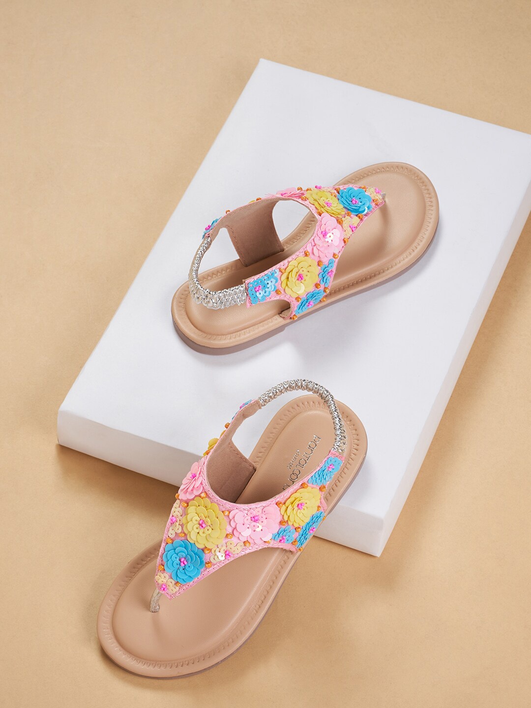 

Pantaloons Junior Girls Embellished T-Strap Flats, Pink